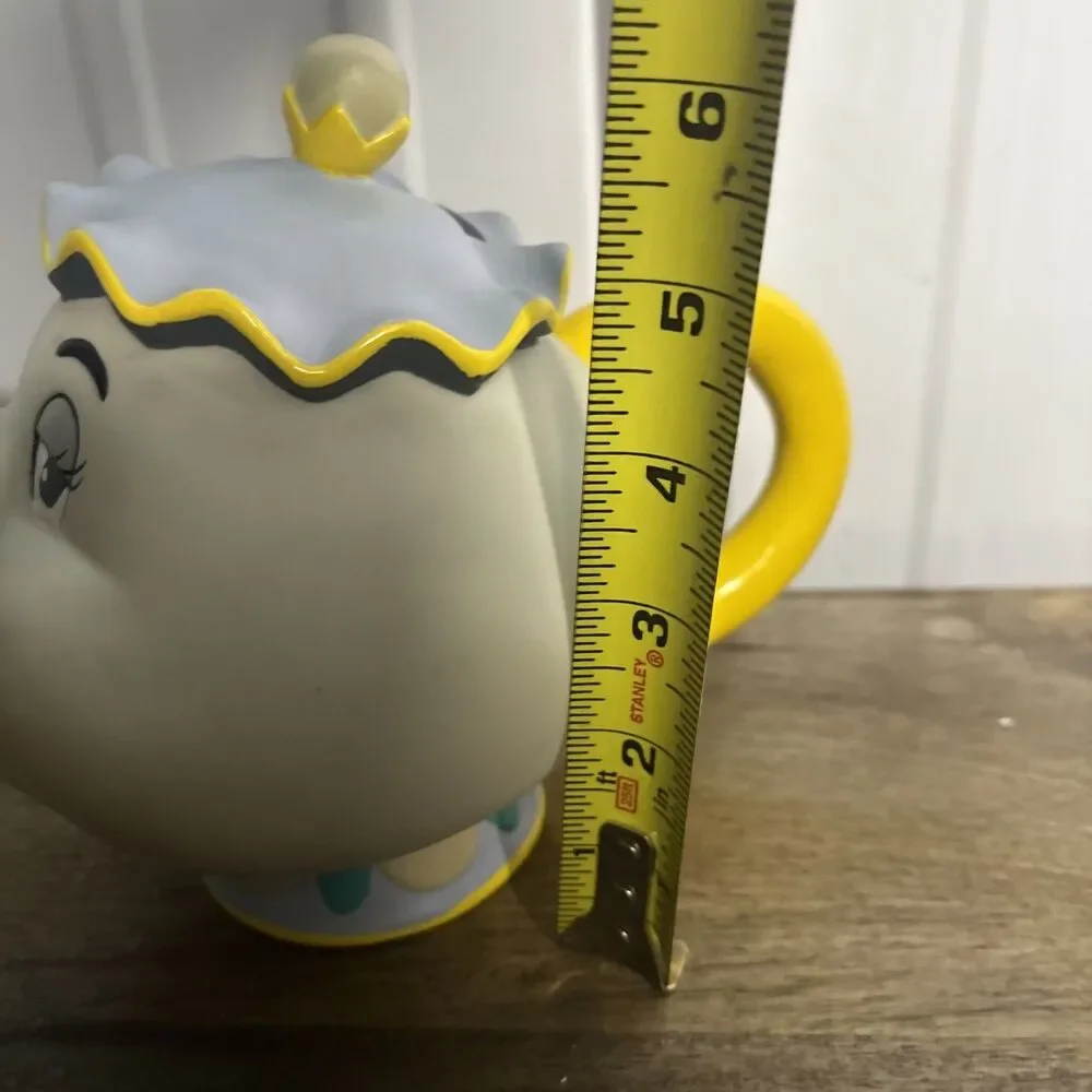 Vtg Disney Beauty and the Beast Mrs Potts Teapot Coin Bank Plastic Piggy Bank